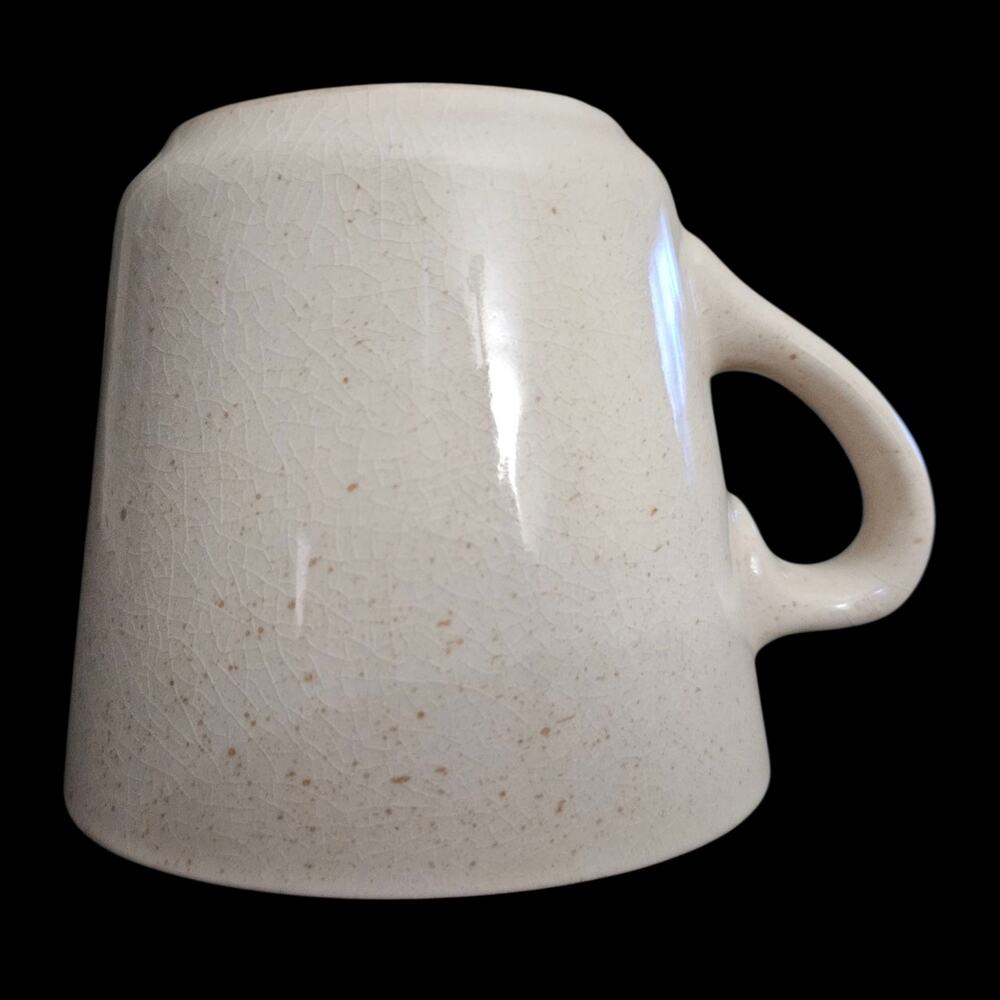 Vintage REGO E652-21 Speckled Stoneware Mug Cream Brown Rim Pottery